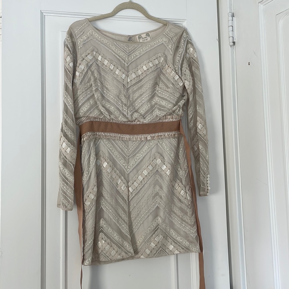 Free People Beige and Brown Backless Dress
